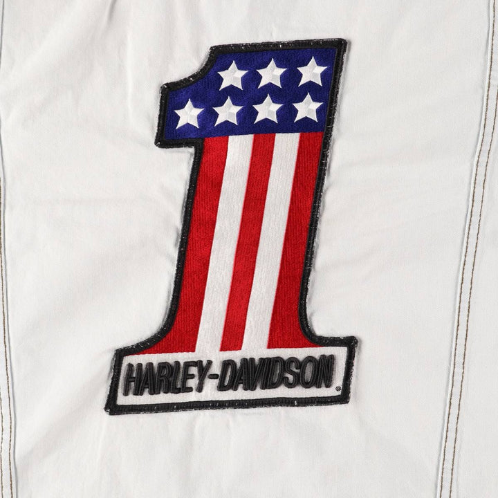 Harley-Davidson Stars and Stripes Denim Jacket, Made in USA, Men's Size L cotton blue type Vintage Second Hand