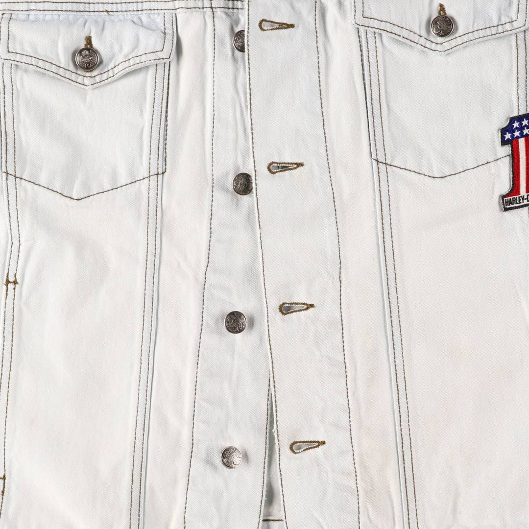 Harley-Davidson Stars and Stripes Denim Jacket, Made in USA, Men's Size L cotton blue type Vintage Second Hand