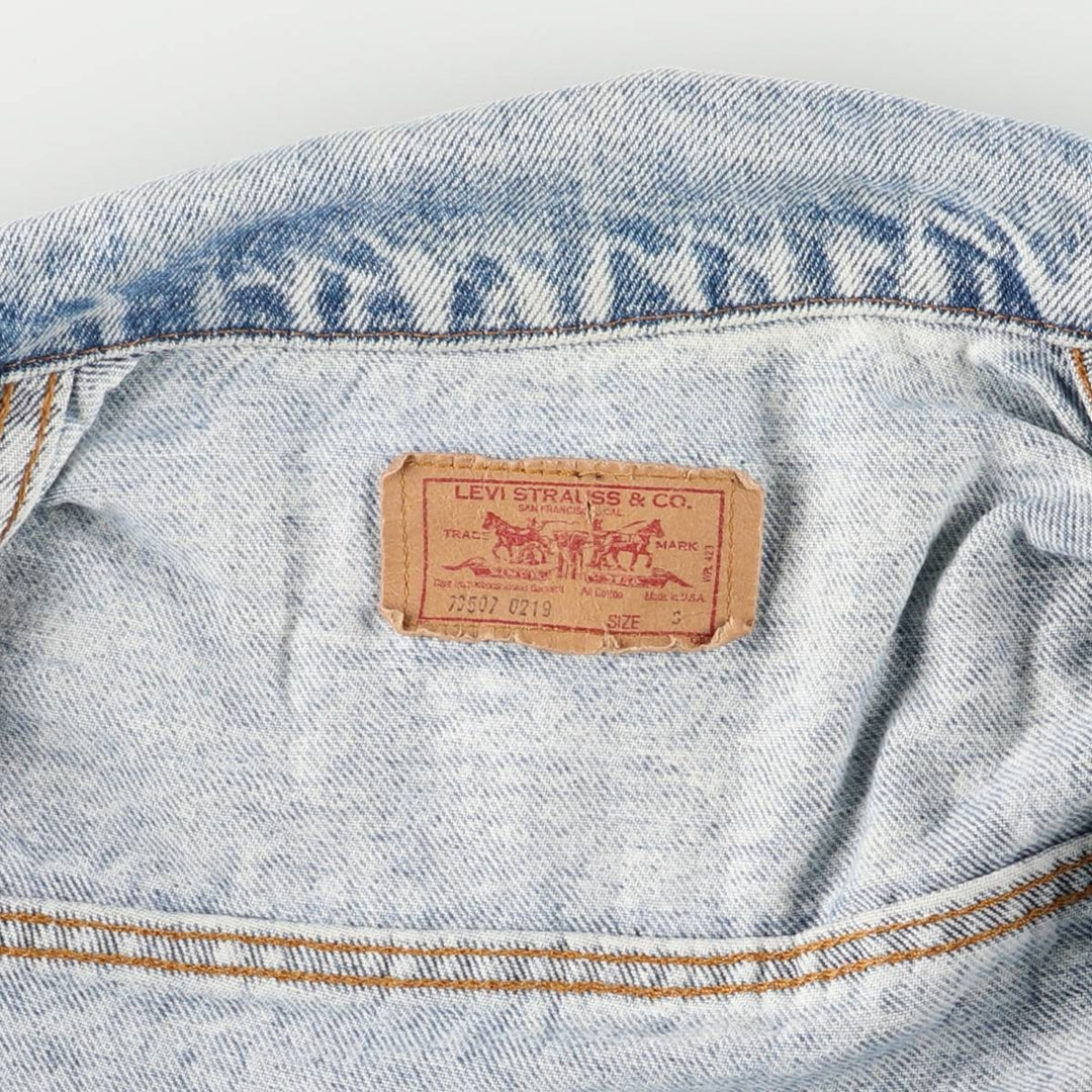 90'S Levi's 70507-0219 Chemical Wash Denim Jacket, G-Jean, Made in USA, Men's S, Vintage cotton blue type Vintage Second Hand
