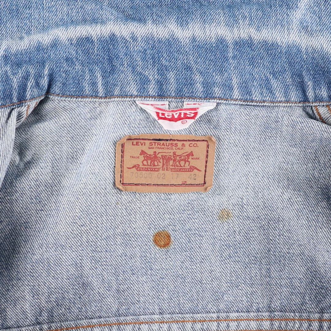 Vintage 1980'S Levi's 70500-0217 Euro Model Denim Jacket, Made in France, Men's Size Medium unclear blue type Vintage Second Hand