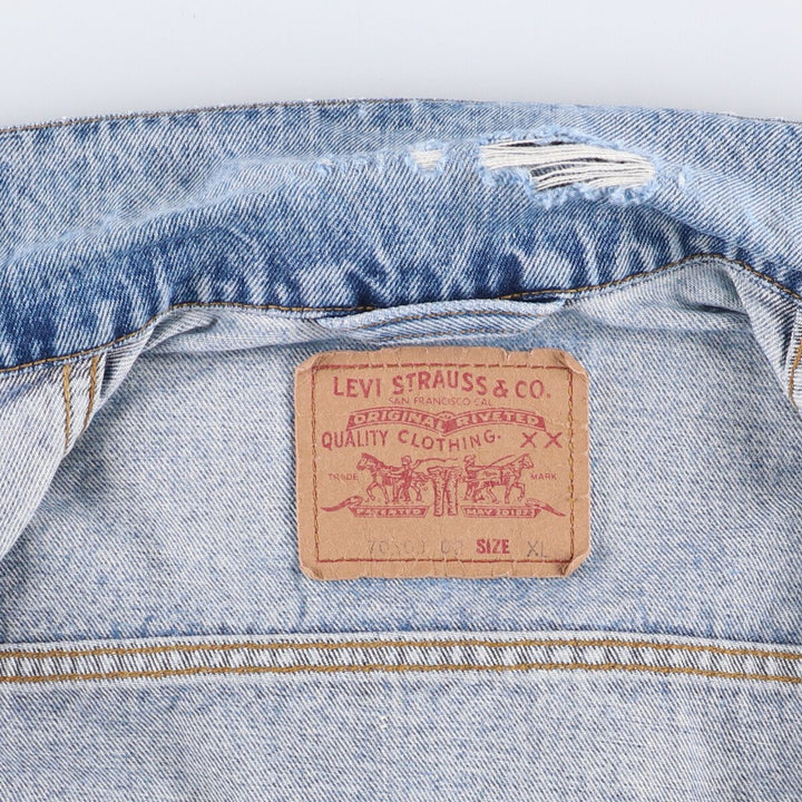 90'S Levi's 70503-0216 Denim Jacket, Men's Size XL, Vintage cotton blue type Vintage Second Hand