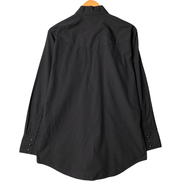 Vintage 80s-90'S ELY CATTLEMAN long-sleeved western shirt, size M, men's polyester black type Vintage Second Hand