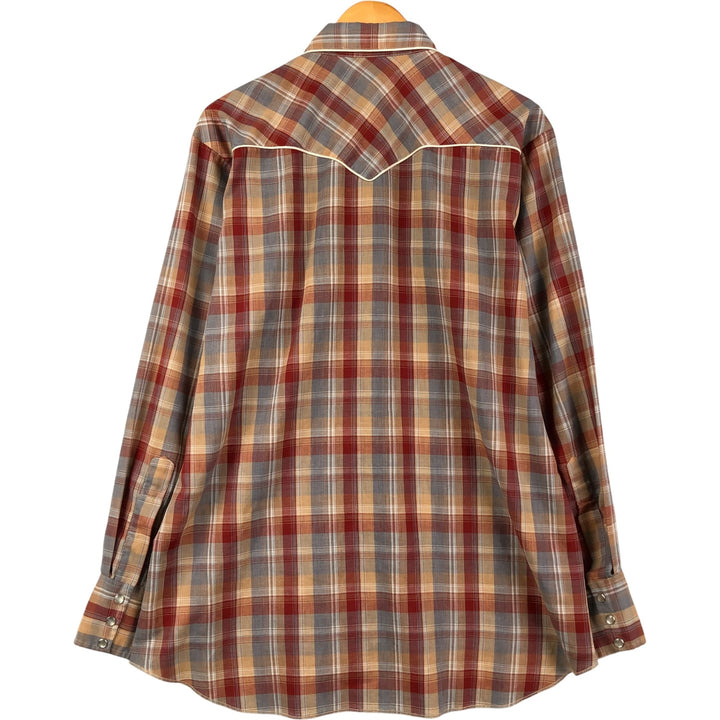 Vintage 1970'S H BER C Check Pattern Long Sleeve Western Shirt, Men's Size L unclear brown type Vintage Second Hand