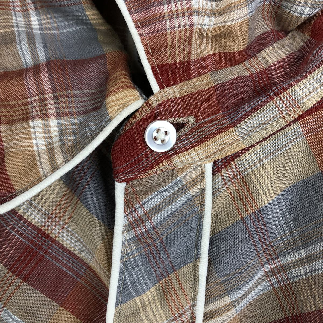 Vintage 1970'S H BER C Check Pattern Long Sleeve Western Shirt, Men's Size L unclear brown type Vintage Second Hand