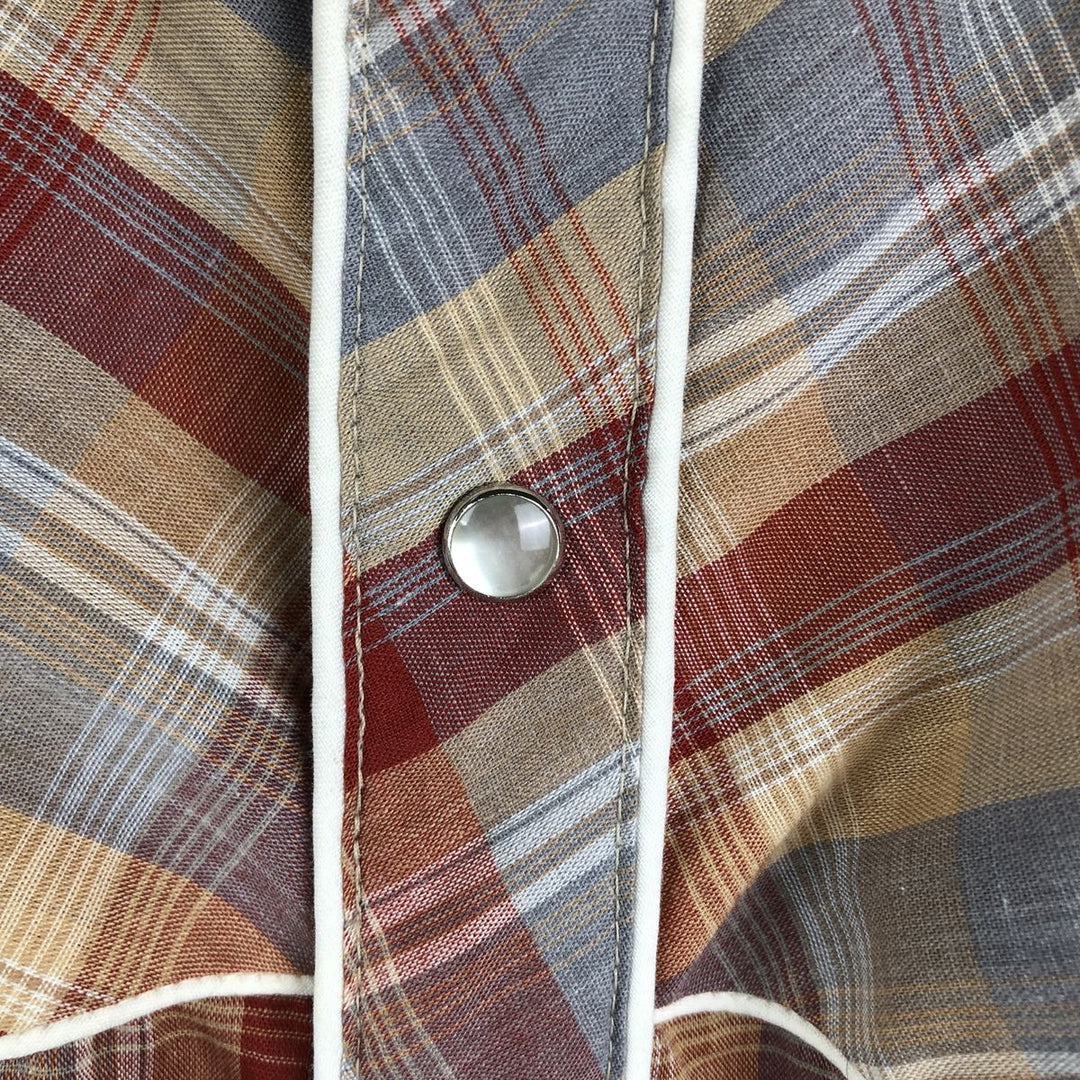 Vintage 1970'S H BER C Check Pattern Long Sleeve Western Shirt, Men's Size L unclear brown type Vintage Second Hand