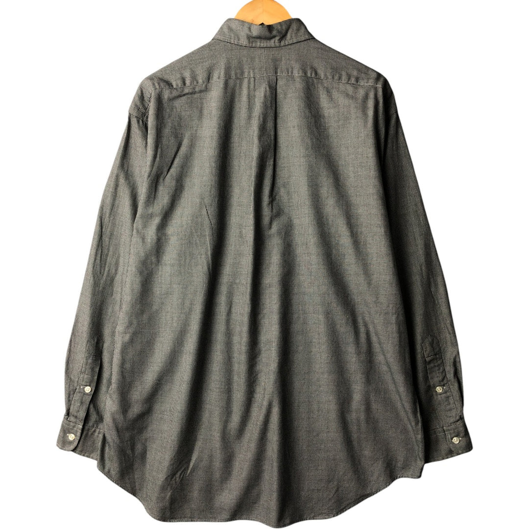 Ralph Lauren BLAKE Houndstooth Pattern Long Sleeve Button-Down Shirt, Men's Size XL cotton black type Vintage Second Hand