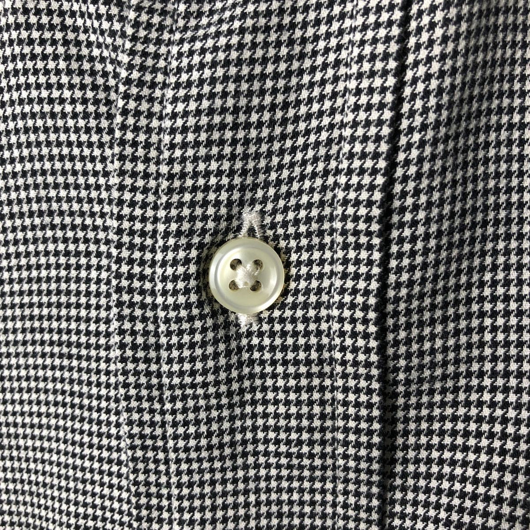 Ralph Lauren BLAKE Houndstooth Pattern Long Sleeve Button-Down Shirt, Men's Size XL cotton black type Vintage Second Hand