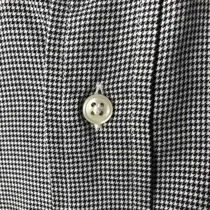 Ralph Lauren BLAKE Houndstooth Pattern Long Sleeve Button-Down Shirt, Men's Size XL cotton black type Vintage Second Hand