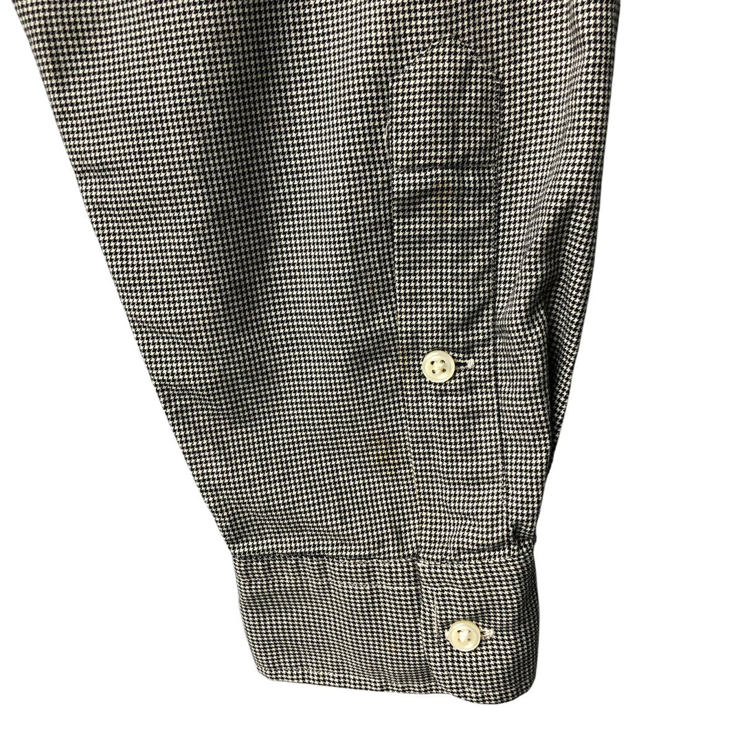Ralph Lauren BLAKE Houndstooth Pattern Long Sleeve Button-Down Shirt, Men's Size XL cotton black type Vintage Second Hand