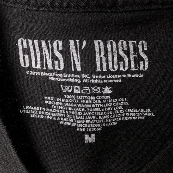 GUNS N' ROSES Skull Pattern Band T-shirt, Men's M size cotton black type Vintage Second Hand