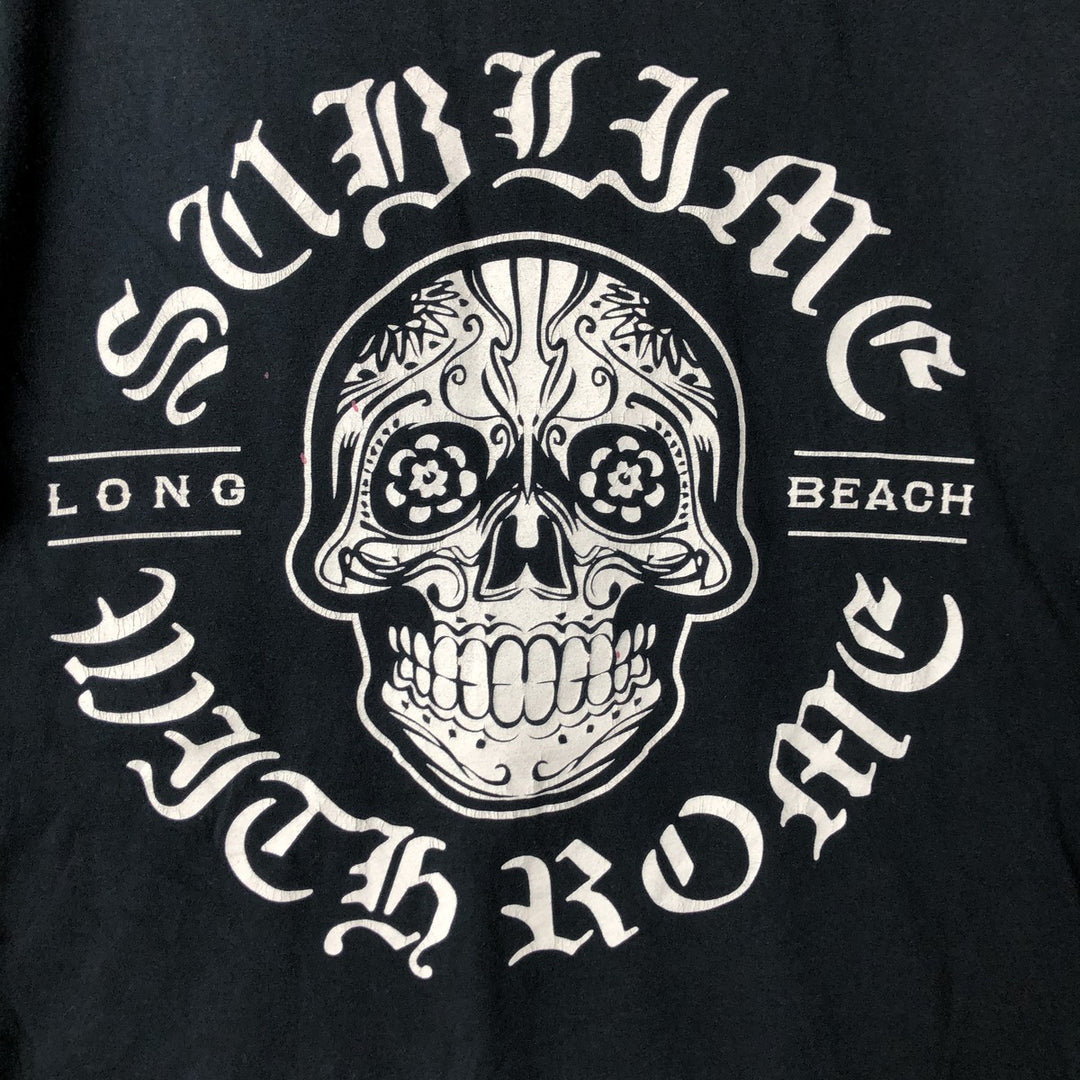 Gildan Sublime Skull Pattern Band T-Shirt, Men's Size Medium cotton black type Vintage Second Hand