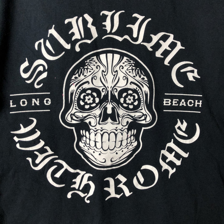 Gildan Sublime Skull Pattern Band T-Shirt, Men's Size Medium cotton black type Vintage Second Hand