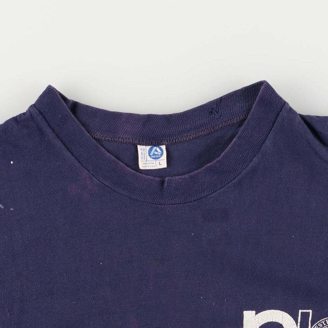 Vintage 1980'S ARTEX College T-Shirt, Made in USA, Men's Size L cotton navy blue type Vintage Second Hand