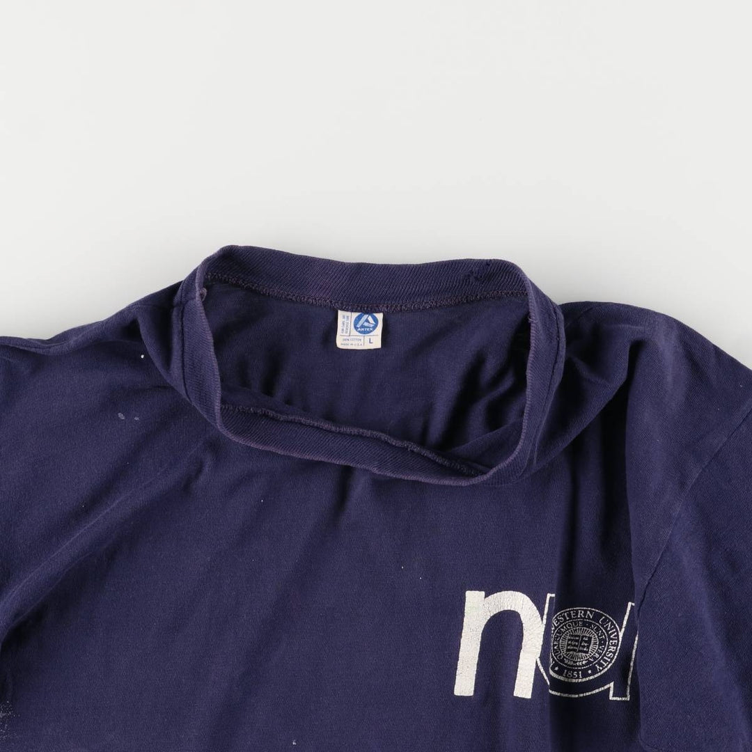 Vintage 1980'S ARTEX College T-Shirt, Made in USA, Men's Size L cotton navy blue type Vintage Second Hand