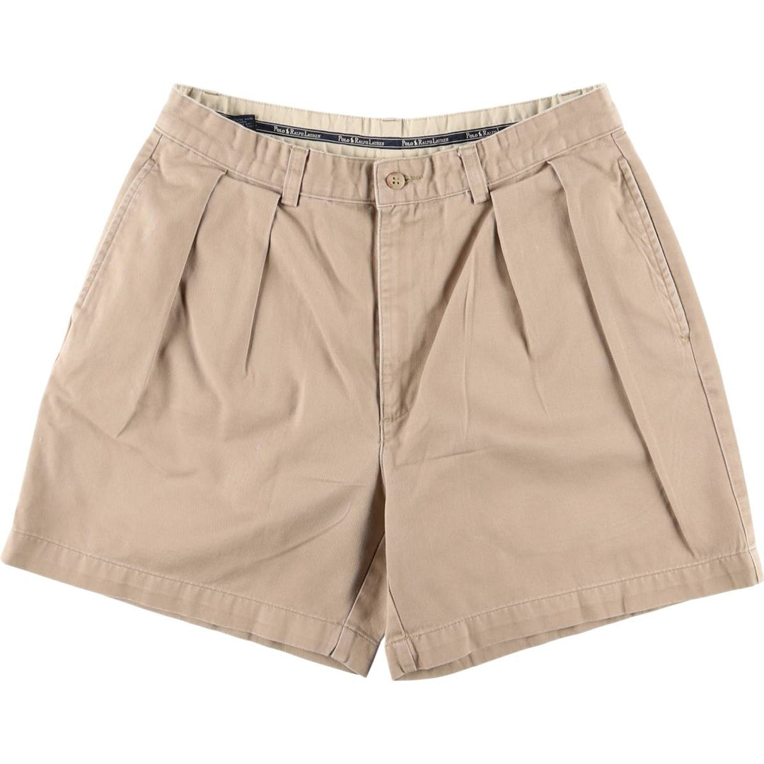 Ralph Lauren Polo Ralph Lauren Two-pleat Chino Shorts, Men's Size W31 cotton Beige type Vintage Second Hand