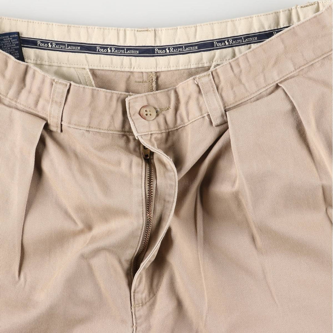 Ralph Lauren Polo Ralph Lauren Two-pleat Chino Shorts, Men's Size W31 cotton Beige type Vintage Second Hand