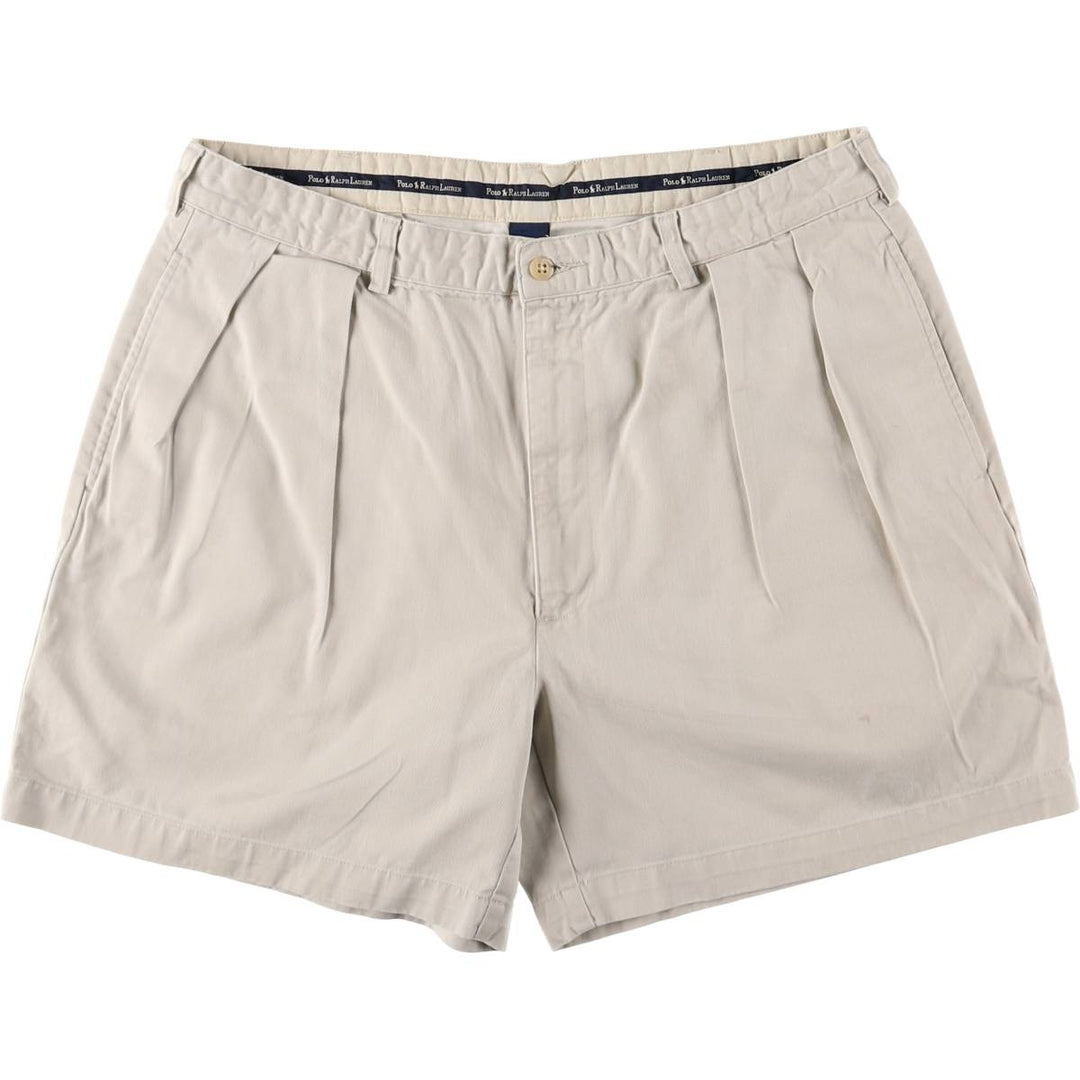 Ralph Lauren Polo Ralph Lauren Two-pleat Chino Shorts, Men's Size W36 cotton pale white type Vintage Second Hand
