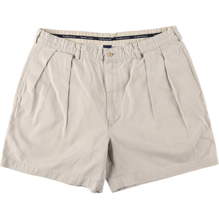 Ralph Lauren Polo Ralph Lauren Two-pleat Chino Shorts, Men's Size W36 cotton pale white type Vintage Second Hand