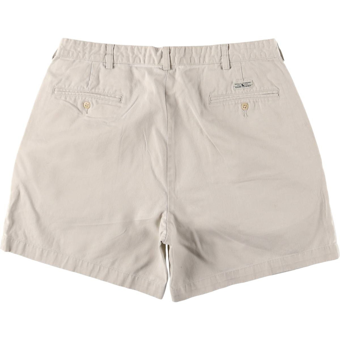 Ralph Lauren Polo Ralph Lauren Two-pleat Chino Shorts, Men's Size W36 cotton pale white type Vintage Second Hand