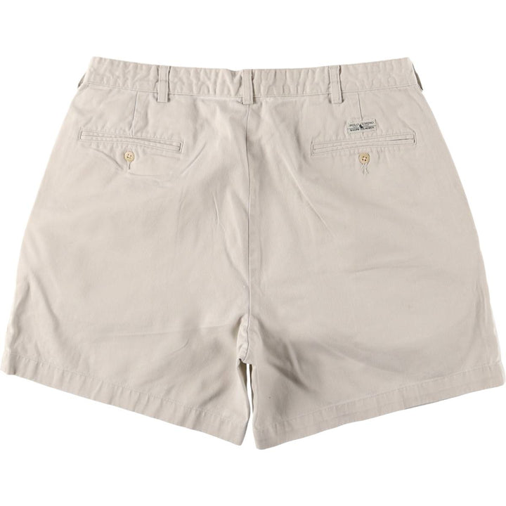 Ralph Lauren Polo Ralph Lauren Two-pleat Chino Shorts, Men's Size W36 cotton pale white type Vintage Second Hand