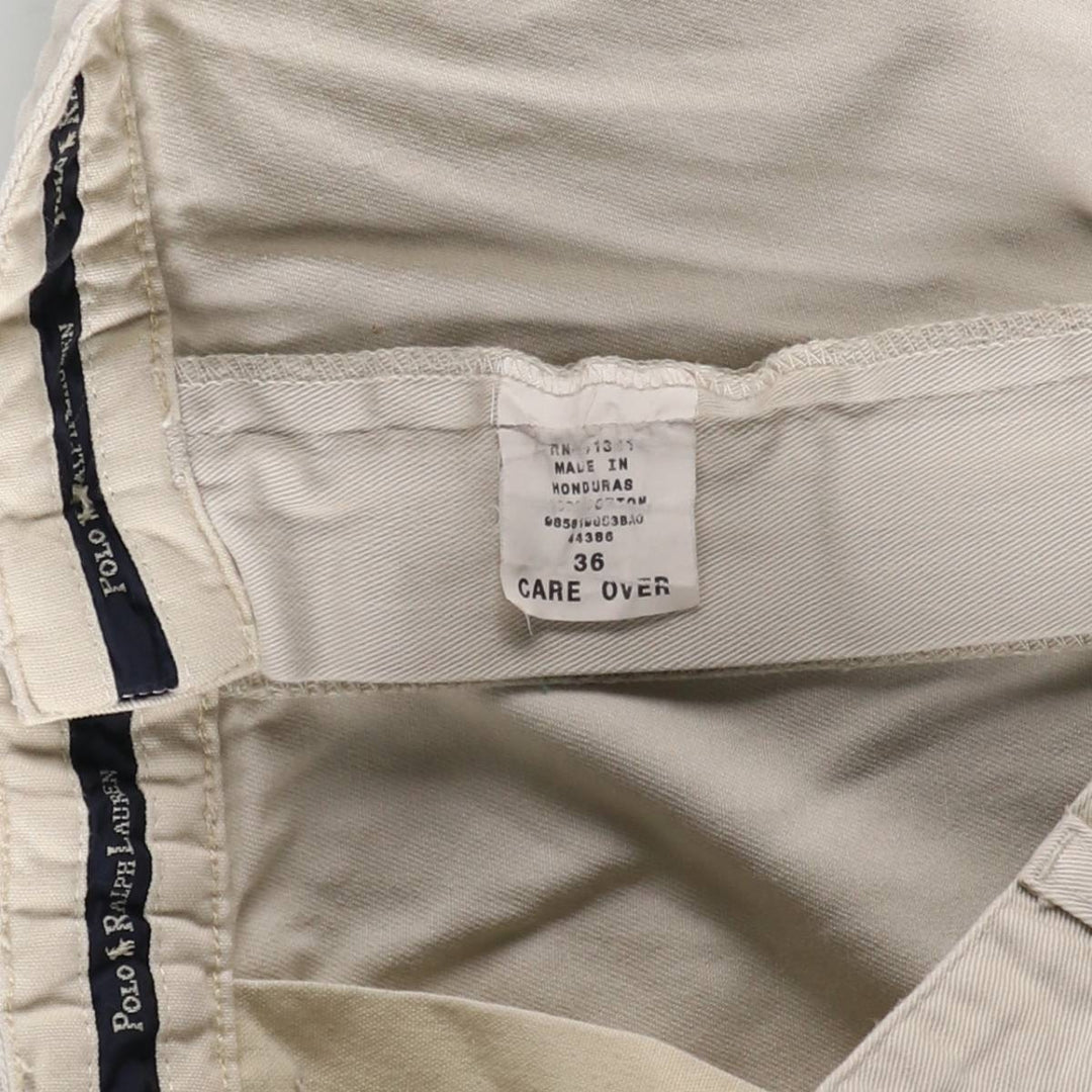 Ralph Lauren Polo Ralph Lauren Two-pleat Chino Shorts, Men's Size W36 cotton pale white type Vintage Second Hand