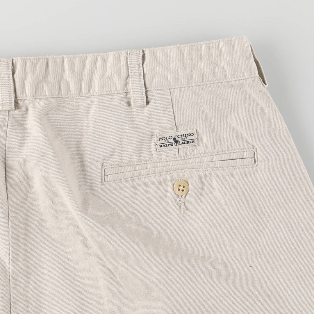 Ralph Lauren Polo Ralph Lauren Two-pleat Chino Shorts, Men's Size W36 cotton pale white type Vintage Second Hand
