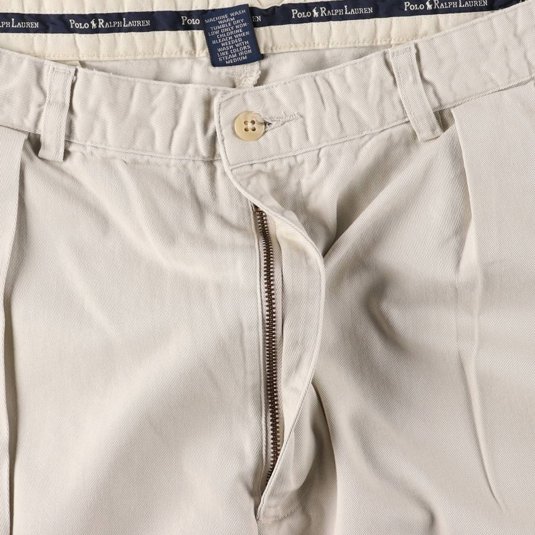Ralph Lauren Polo Ralph Lauren Two-pleat Chino Shorts, Men's Size W36 cotton pale white type Vintage Second Hand