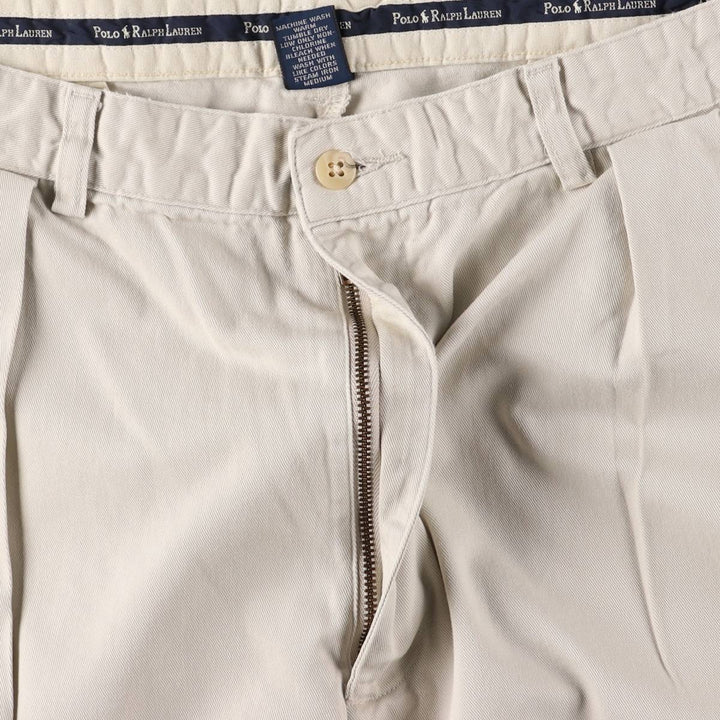 Ralph Lauren Polo Ralph Lauren Two-pleat Chino Shorts, Men's Size W36 cotton pale white type Vintage Second Hand