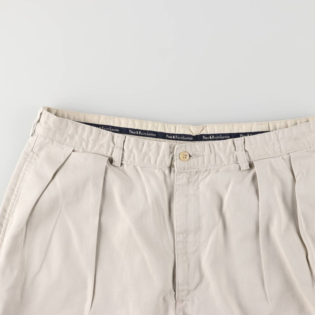 Ralph Lauren Polo Ralph Lauren Two-pleat Chino Shorts, Men's Size W36 cotton pale white type Vintage Second Hand