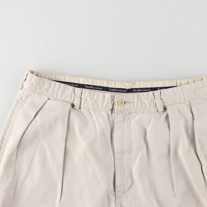 Ralph Lauren Polo Ralph Lauren Two-pleat Chino Shorts, Men's Size W36 cotton pale white type Vintage Second Hand