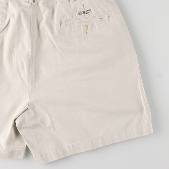 Ralph Lauren Polo Ralph Lauren Two-pleat Chino Shorts, Men's Size W36 cotton pale white type Vintage Second Hand