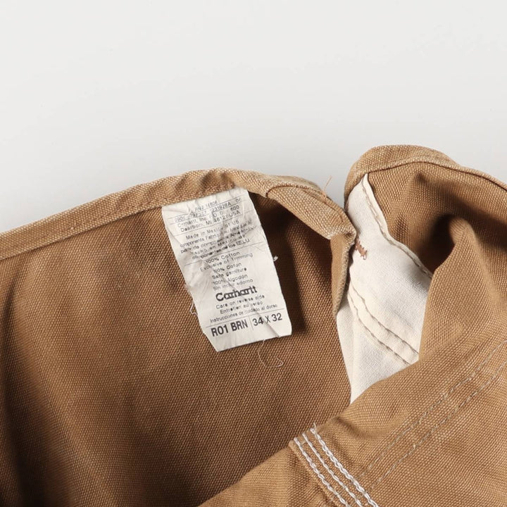 2000'S Carhartt Double Knee Duck Overalls, Made in Mexico, Men's Size W35 cotton brown type Vintage Second Hand