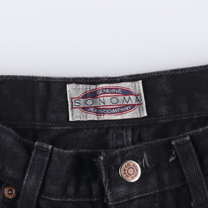 90'S SONOMA Black Denim Tapered Denim Pants, Made in USA, Men's, Size W32, Vintage cotton black type Vintage Second Hand