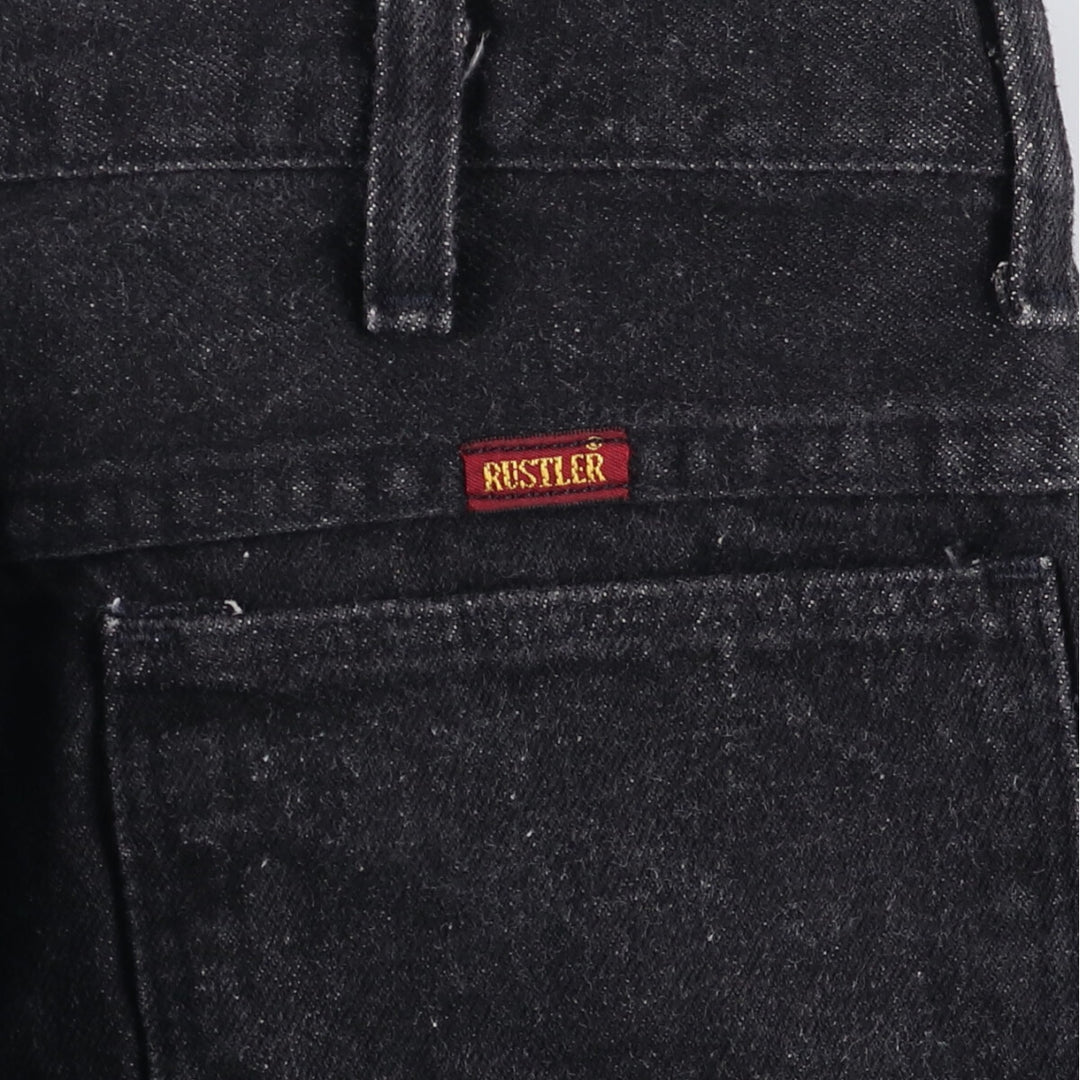Rustler Black Denim Straight Denim Pants for Men, W35 equivalent cotton black type Vintage Second Hand