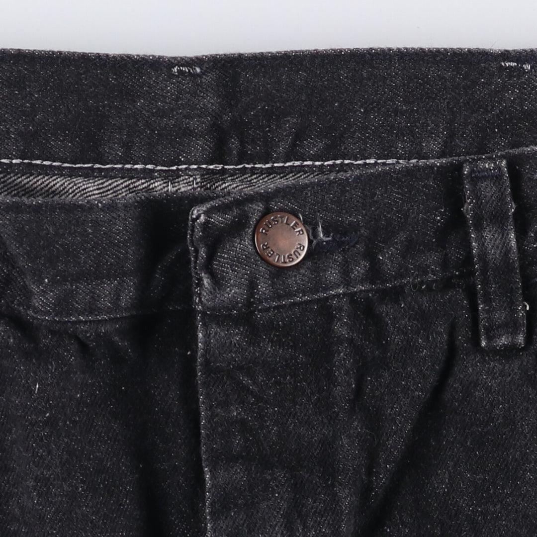 Rustler Black Denim Straight Denim Pants for Men, W35 equivalent cotton black type Vintage Second Hand