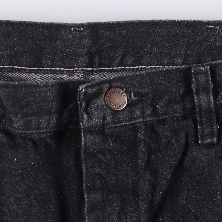 Rustler Black Denim Straight Denim Pants for Men, W35 equivalent cotton black type Vintage Second Hand