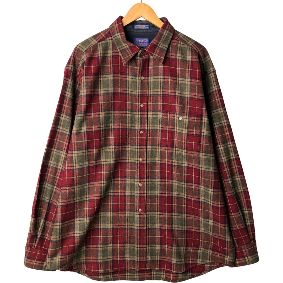 Pendleton Check Pattern Wool Shirt, Men's XL wool wine-red Vintage Second Hand