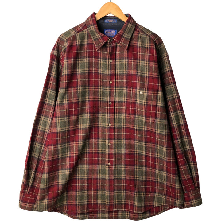 Pendleton Check Pattern Wool Shirt, Men's XL wool wine-red Vintage Second Hand