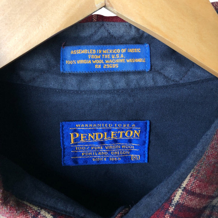 Pendleton Check Pattern Wool Shirt, Men's XL wool wine-red Vintage Second Hand