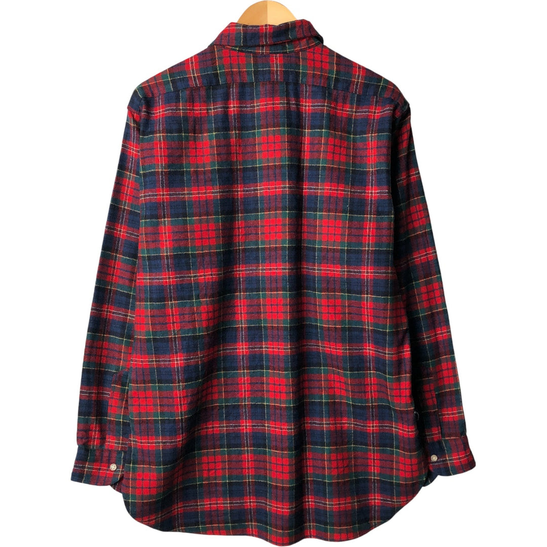 Vintage 70'S Pendleton Check Pattern Wool Shirt Made in USA Men's L wool red type Vintage Second Hand
