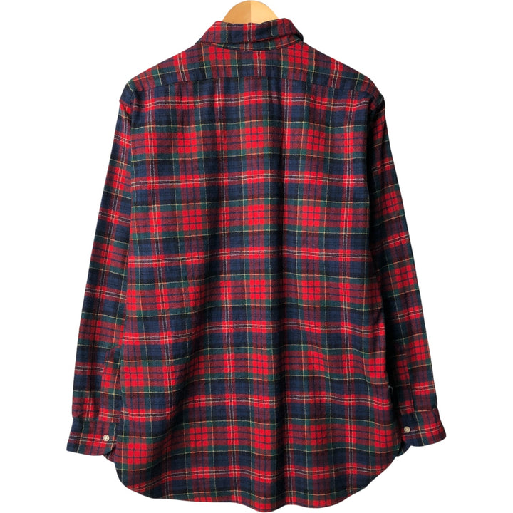 Vintage 70'S Pendleton Check Pattern Wool Shirt Made in USA Men's L wool red type Vintage Second Hand