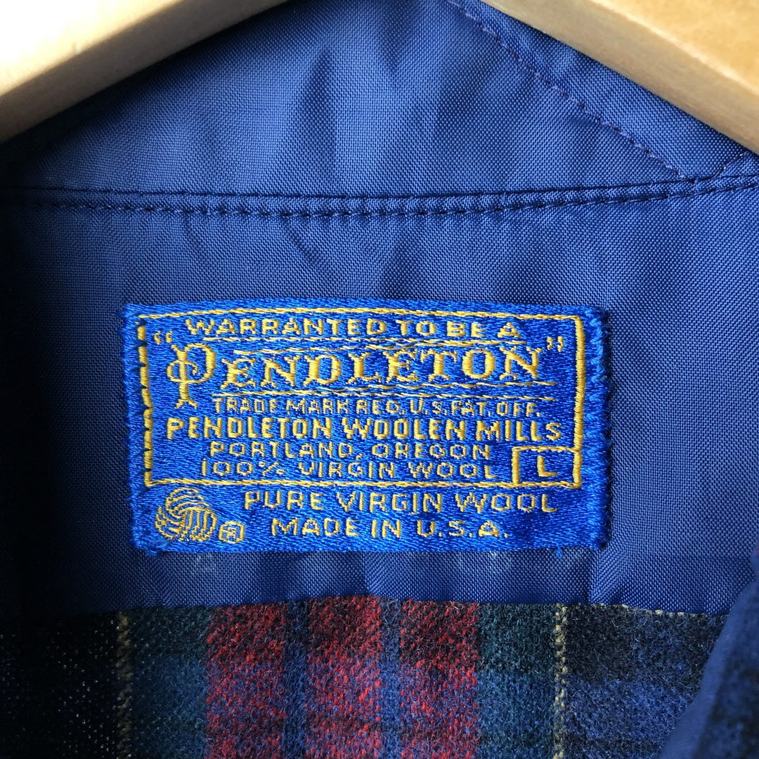 Vintage 70'S Pendleton Check Pattern Wool Shirt Made in USA Men's L wool red type Vintage Second Hand