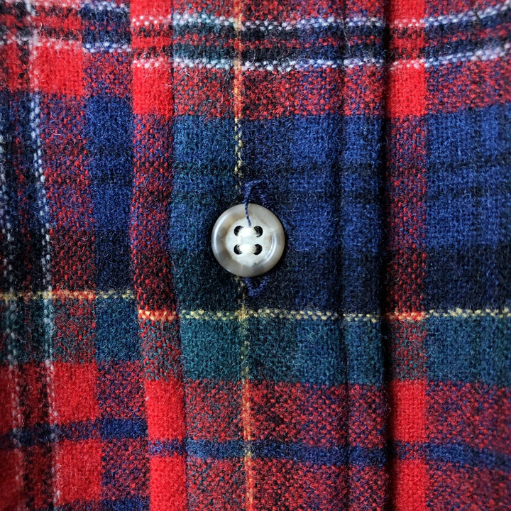 Vintage 70'S Pendleton Check Pattern Wool Shirt Made in USA Men's L wool red type Vintage Second Hand