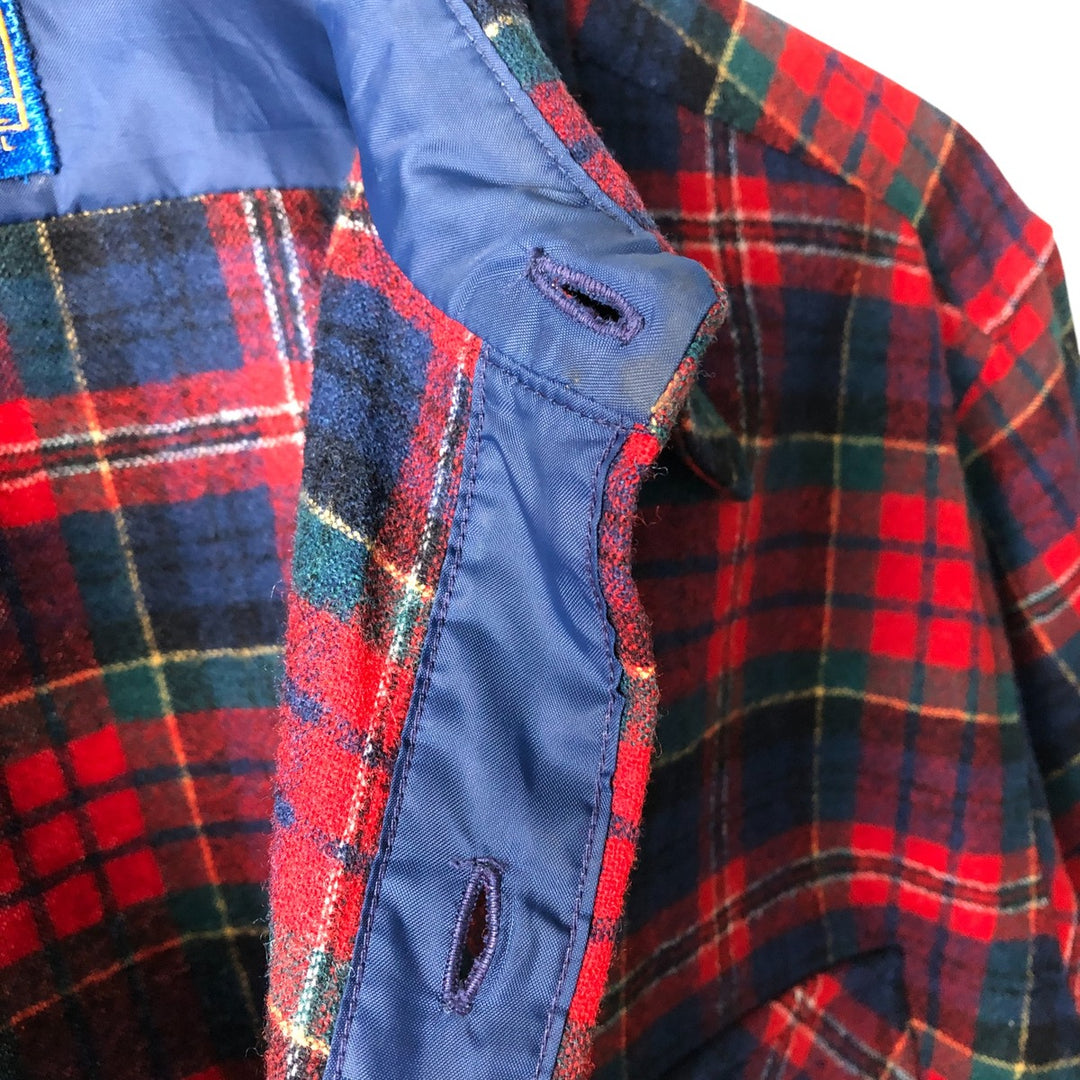Vintage 70'S Pendleton Check Pattern Wool Shirt Made in USA Men's L wool red type Vintage Second Hand