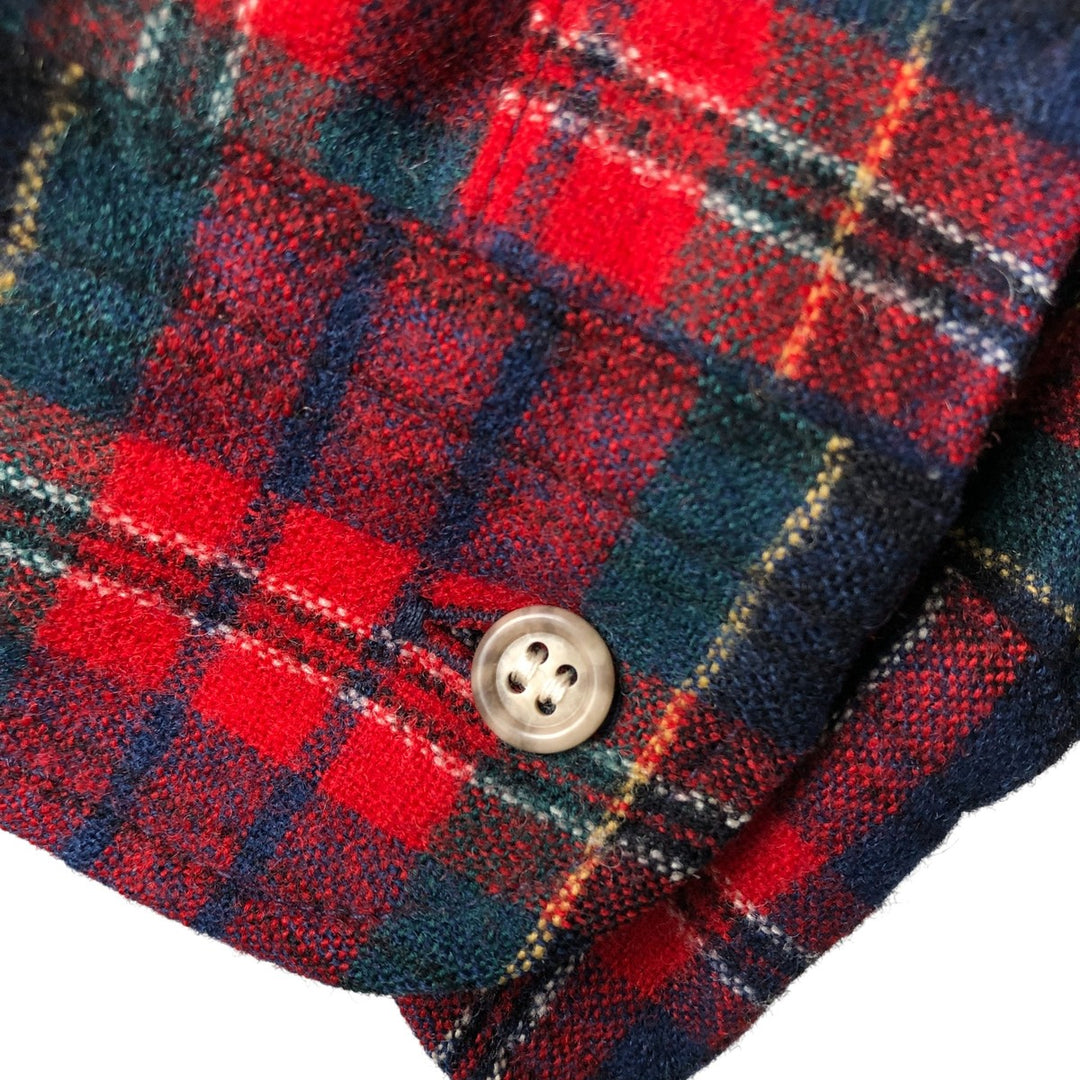 Vintage 70'S Pendleton Check Pattern Wool Shirt Made in USA Men's L wool red type Vintage Second Hand