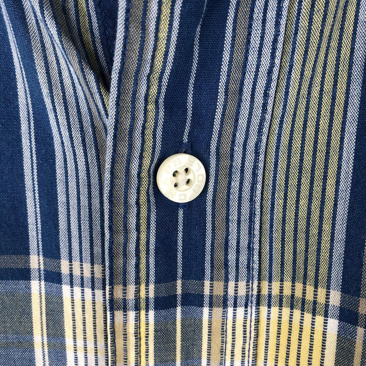 Ralph Lauren CHAPS short sleeve button down check shirt men's size L cotton navy blue type Vintage Second Hand