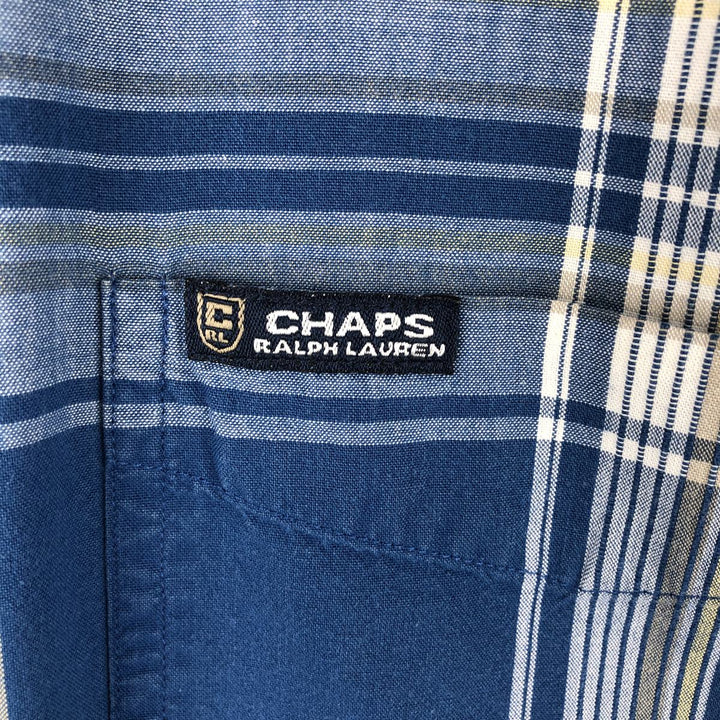 Ralph Lauren CHAPS short sleeve button down check shirt men's size L cotton navy blue type Vintage Second Hand