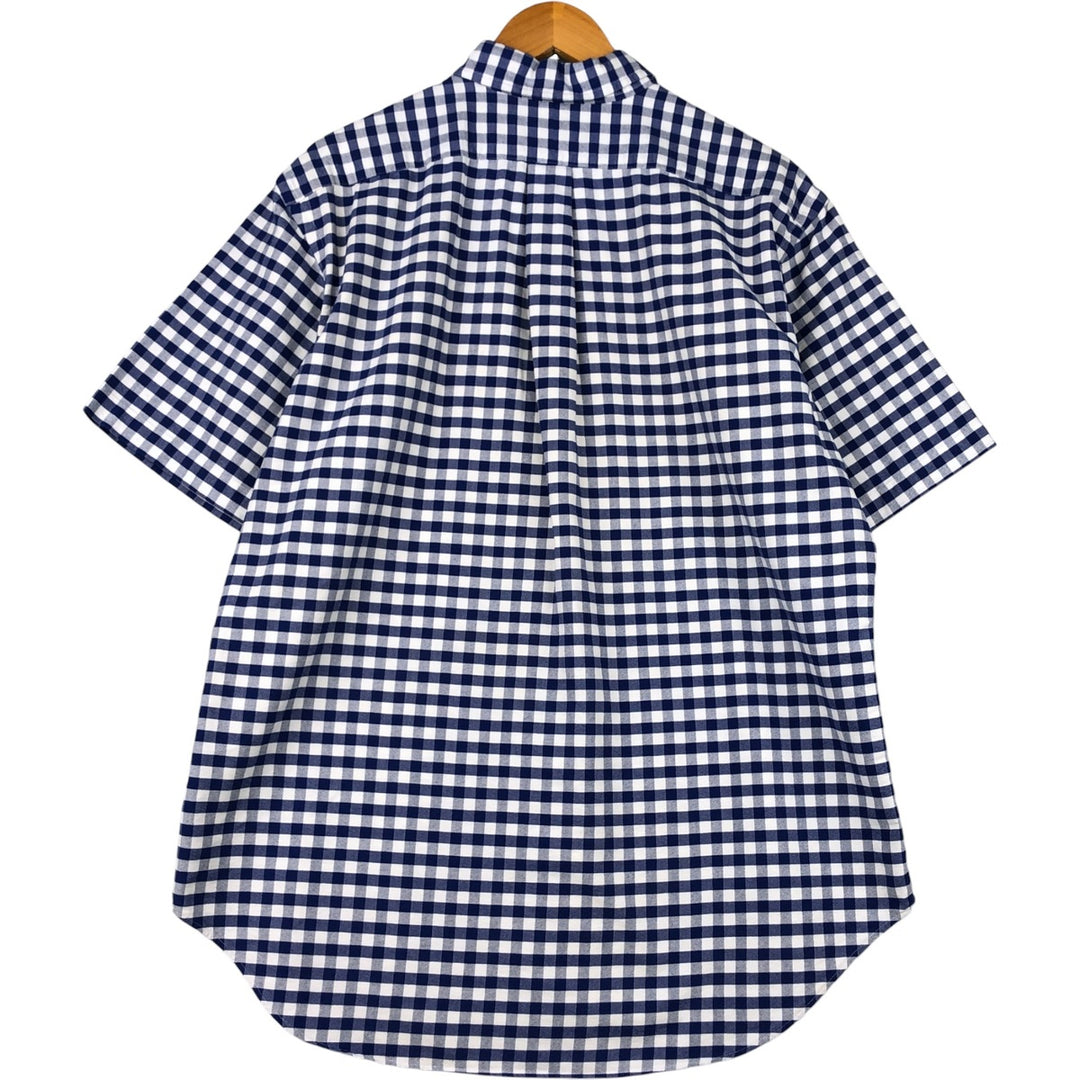Ralph Lauren Classic Fit Gingham Check Short Sleeve Button Down Check Shirt Men's Size L cotton blue type Vintage Second Hand