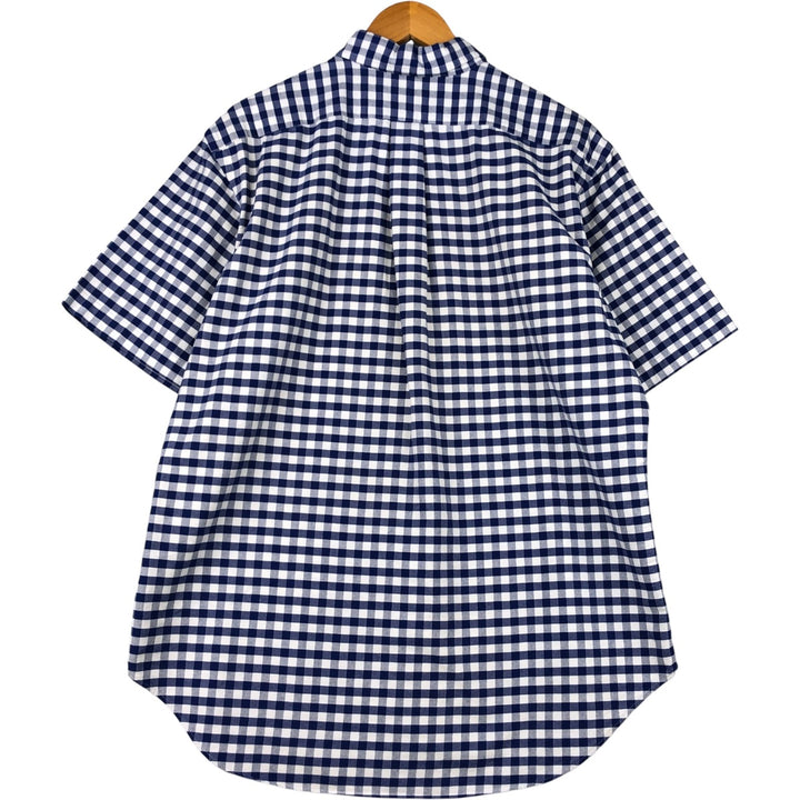 Ralph Lauren Classic Fit Gingham Check Short Sleeve Button Down Check Shirt Men's Size L cotton blue type Vintage Second Hand
