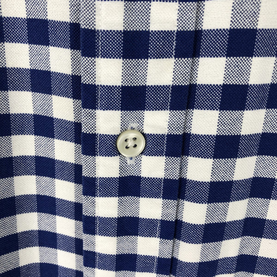 Ralph Lauren Classic Fit Gingham Check Short Sleeve Button Down Check Shirt Men's Size L cotton blue type Vintage Second Hand